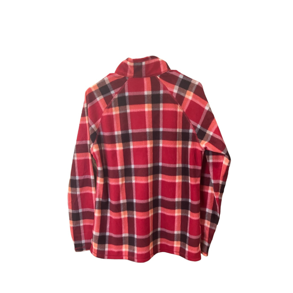 Eddie Bauer Dark Berry Red Plaid Lightweight Fleece 1/4 Zip Size M NEW - Picture 10 of 11